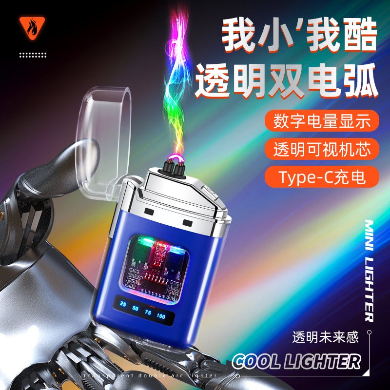 Internet Celebrous Transparent Charging Lighter Portable Outdoor Waterproof Pulse Cigarette Lighter Type-C Charging Cigarette Lighter - Image 3